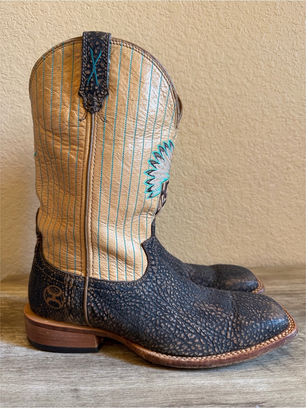 Twisted X Hooey Leather Wide Square Toe Western Cowboy Boots Mens 9 D - Picture 2 of 16